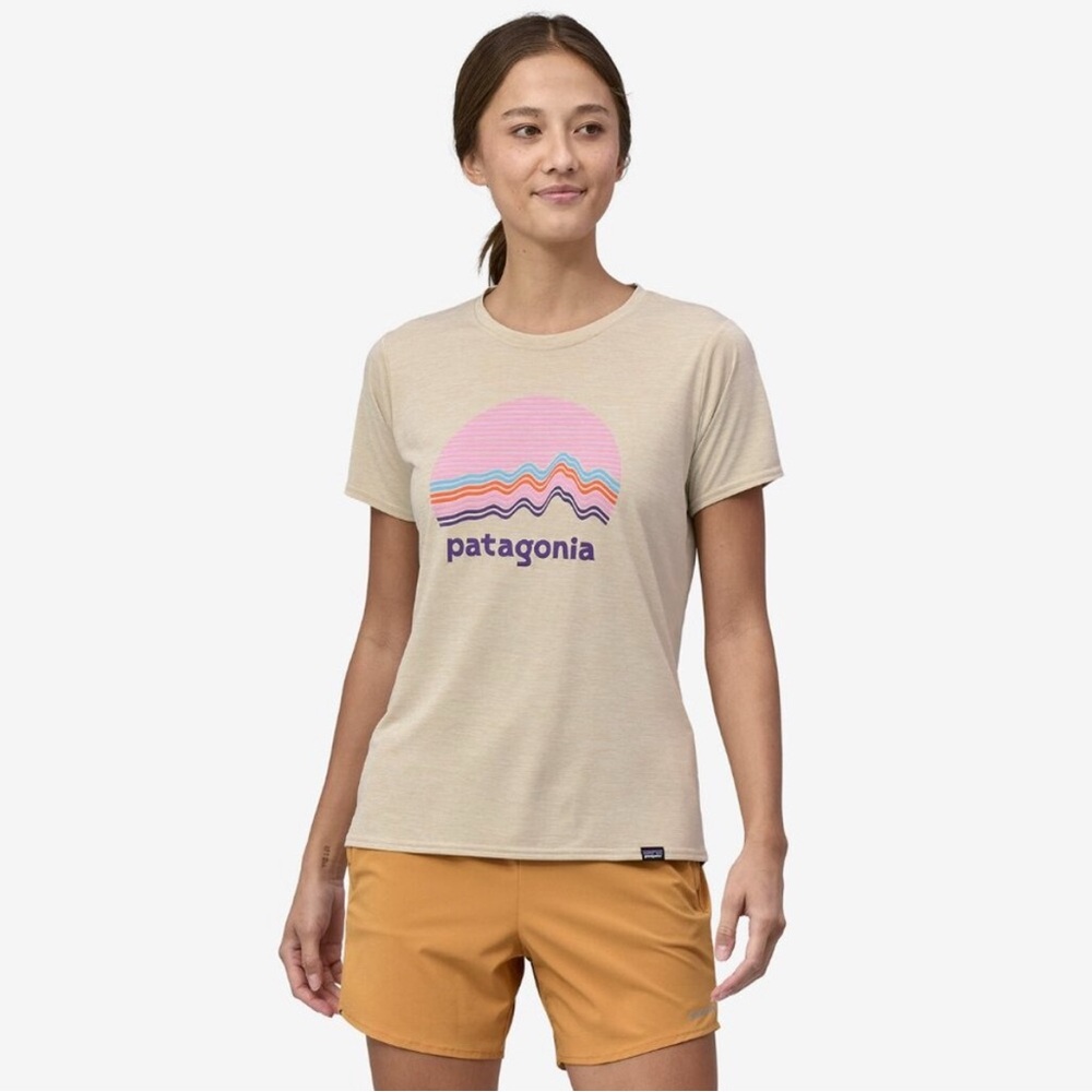 EUC Patagonia Capilene Cool Daily Graphic Cream T-Shirt size M